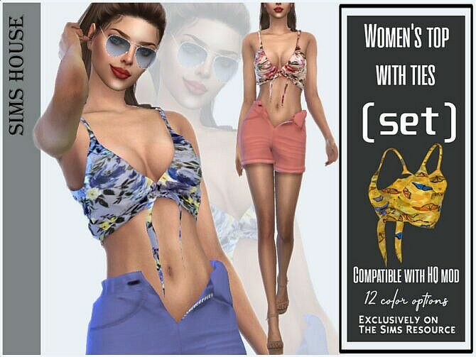 Women’s Top With Ties (Set) By Sims House 1 Women’s Top With Ties (Set) By Sims House Sims 4 CC