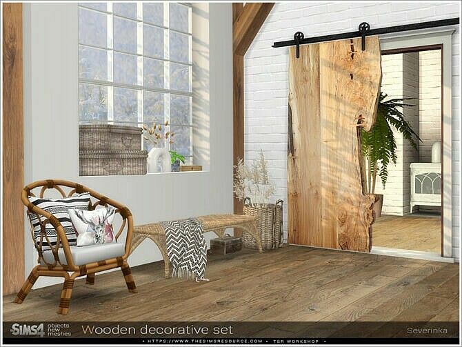 Wood Decorative SET By Severinka 1 Wood Decorative SET By Severinka Sims 4 CC