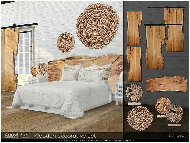 Wood Decorative SET By Severinka 2 sims 4 cc wood decorative set by severinka 2