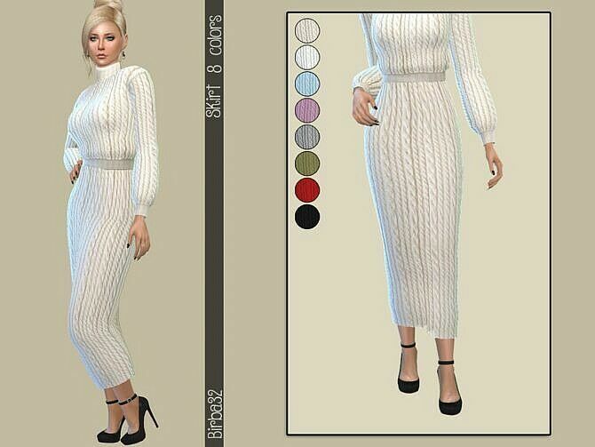 Wool Long Skirt By Birba32 1 Wool Long Skirt By Birba32 Sims 4 CC