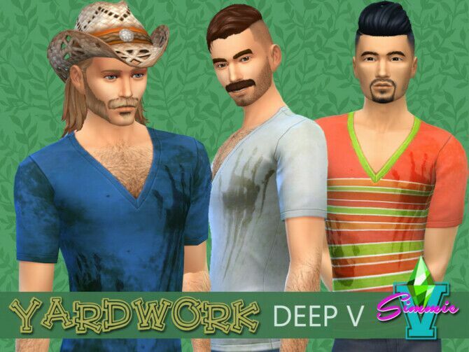 Yardwork Deep V TEE By Simmiev 1 Yardwork Deep V TEE By Simmiev Sims 4 CC