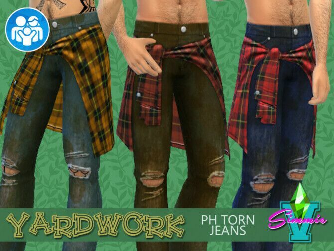 Yardwork PH Torn Jeans By Simmiev 1 Yardwork PH Torn Jeans By Simmiev Sims 4 CC