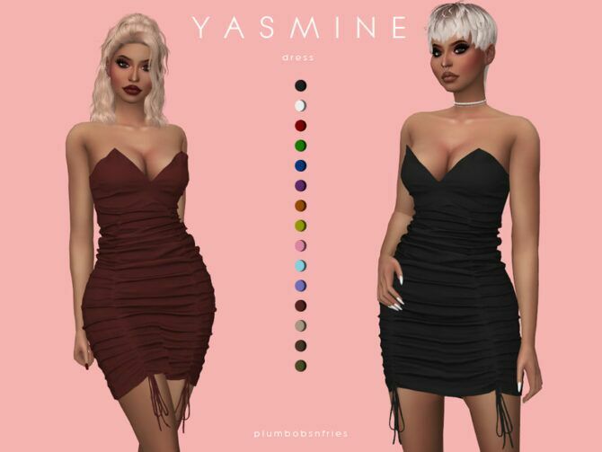 Yasmine Short Bodycon Ruched Dress 1 Yasmine Short Bodycon Ruched Dress Sims 4 CC