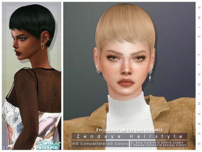 Zendaya Hairstyle By Darknightt 1 Zendaya Hairstyle By Darknightt Sims 4 CC