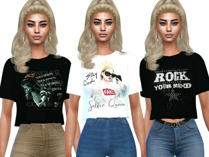 6 NEW Printed Crop Tops By Saliwa 1 6 NEW Printed Crop Tops By Saliwa Sims 4 CC