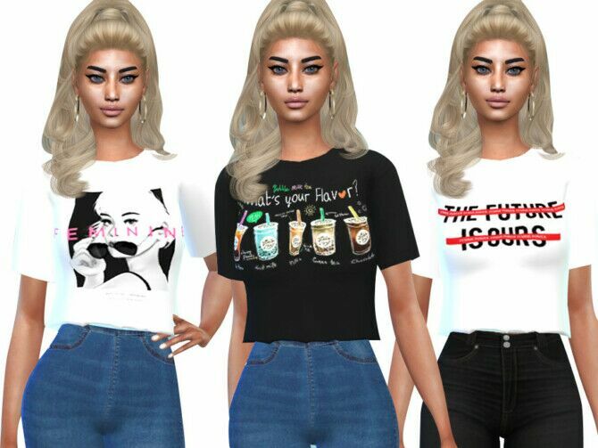 6 NEW Printed Crop Tops By Saliwa 2 sims 4 cc 6 new printed crop tops by saliwa 2
