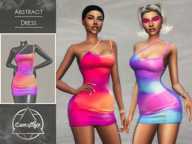 Abstract Short Dress By Camuflaje 1 Abstract Short Dress By Camuflaje Sims 4 CC