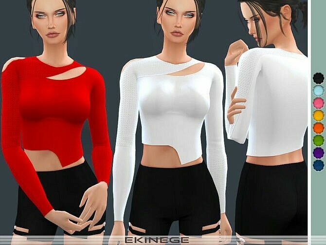 Asymmetric CUT OUT TOP By Ekinege 1 Asymmetric CUT OUT TOP By Ekinege Sims 4 CC