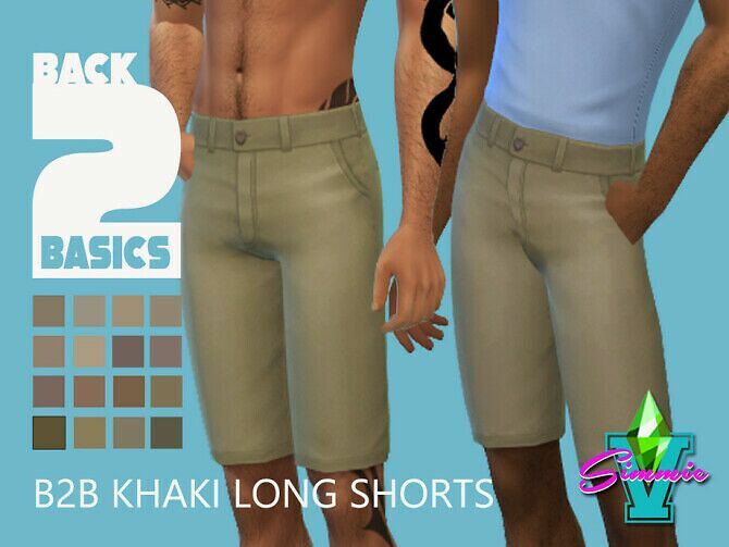 B2B Khaki Long Shorts By Simmiev 1 B2B Khaki Long Shorts By Simmiev Sims 4 CC