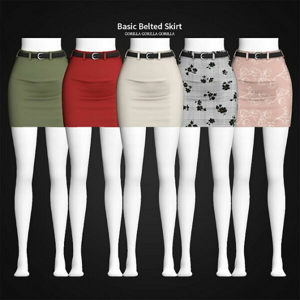 Basic Belted Skirt At Gorilla 1 Basic Belted Skirt At Gorilla Sims 4 CC