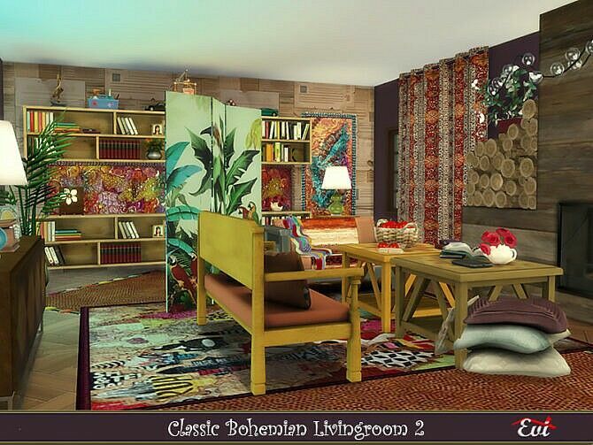Classic Bohemian Livingroom 2 By EVI 1 Classic Bohemian Livingroom 2 By EVI Sims 4 CC