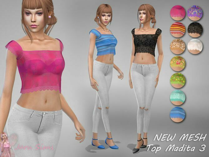 Crop TOP Madita 3 By Jaru Sims 1 Crop TOP Madita 3 By Jaru Sims Sims 4 CC