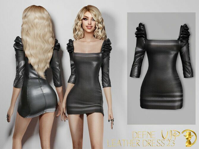 Defne Leather Dress VIP23 By Turksimmer 1 Defne Leather Dress VIP23 By Turksimmer Sims 4 CC
