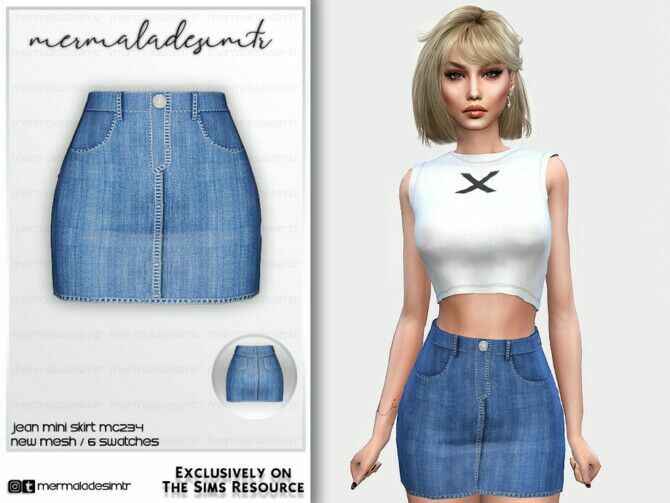 Denim Mini Skirt MC234 By Mermaladesimtr 1 Denim Mini Skirt MC234 By Mermaladesimtr Sims 4 CC
