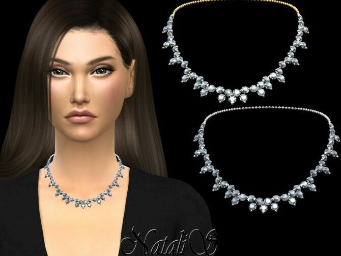 Diamond Cluster Necklace By Natalis 1 Diamond Cluster Necklace By Natalis Sims 4 CC