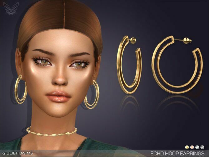 Echo Hoop Earrings By Feyona 1 Echo Hoop Earrings By Feyona Sims 4 CC
