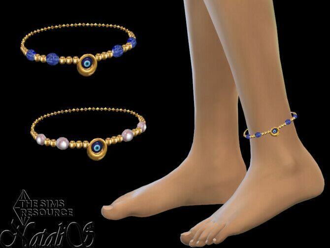 Evil EYE Beaded Anklet By Natalis 1 Evil EYE Beaded Anklet By Natalis Sims 4 CC