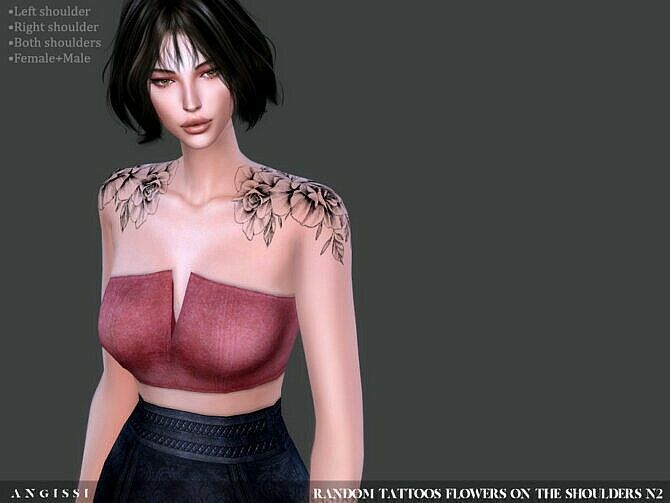 Flowers ON The Shoulders N2 Tattoos By Angissi Tatto 1 Flowers ON The Shoulders N2 Tattoos By Angissi Tatto Sims 4 CC