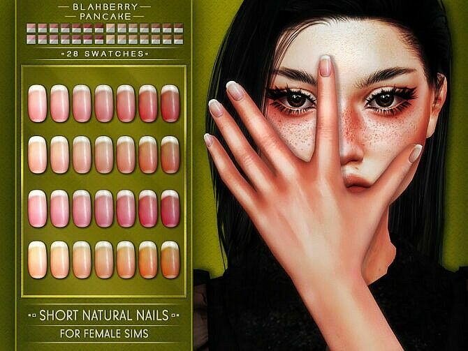 Long & Short Natural Nails SET By Blahberry Pancake 1 Long & Short Natural Nails SET By Blahberry Pancake Sims 4 CC