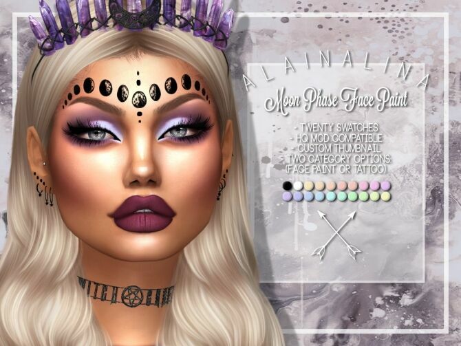 Moon Phase Face Paint By Alainalina 1 Moon Phase Face Paint By Alainalina Sims 4 CC