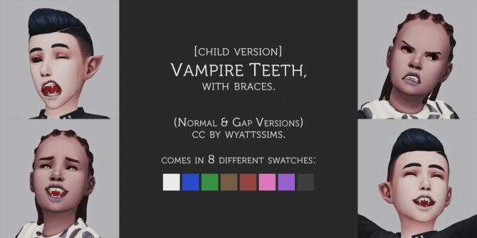 Vampire Teeth (With Braces) Child Version By Wyatts Sims 1 Vampire Teeth (With Braces) Child Version By Wyatts Sims Sims 4 CC