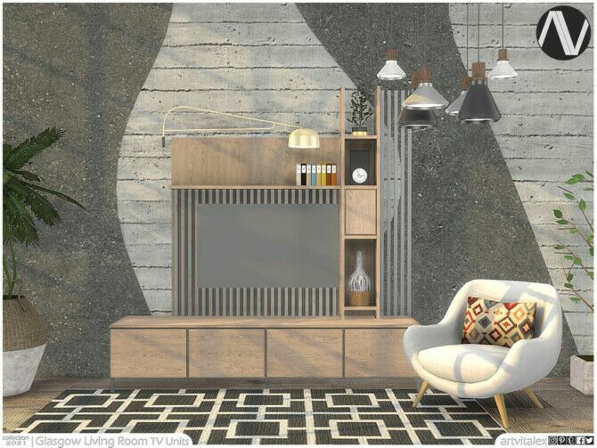 Glasgow Living Room TV Units By Artvitalex 1 Glasgow Living Room TV Units By Artvitalex Sims 4 CC