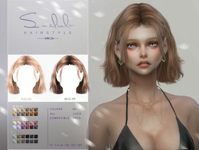 Hair 202123 By S-Club WM 1 Hair 202123 By S-Club WM Sims 4 CC