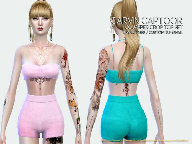 Jasper Crop TOP SET By Carvin Captoor 1 Jasper Crop TOP SET By Carvin Captoor Sims 4 CC