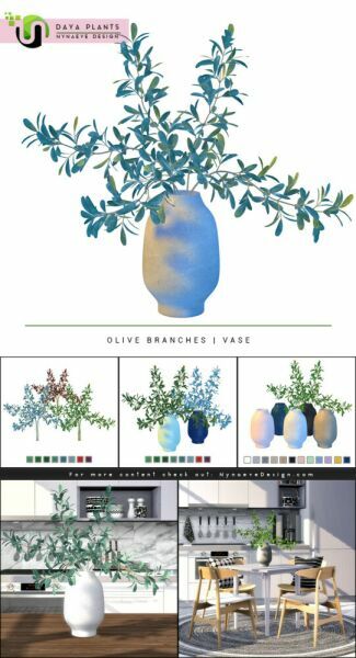 Daya Olive Branches By Nynaeve Design 1 Daya Olive Branches By Nynaeve Design Sims 4 CC