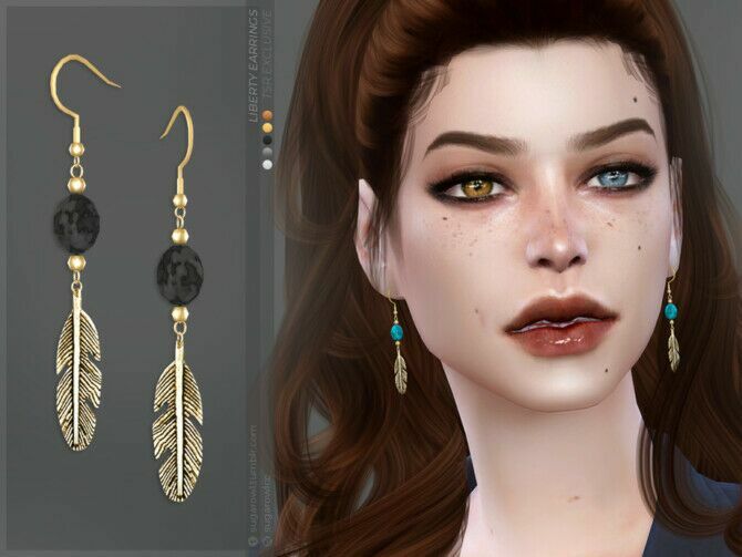 Liberty Earrings By Sugar OWL 1 Liberty Earrings By Sugar OWL Sims 4 CC