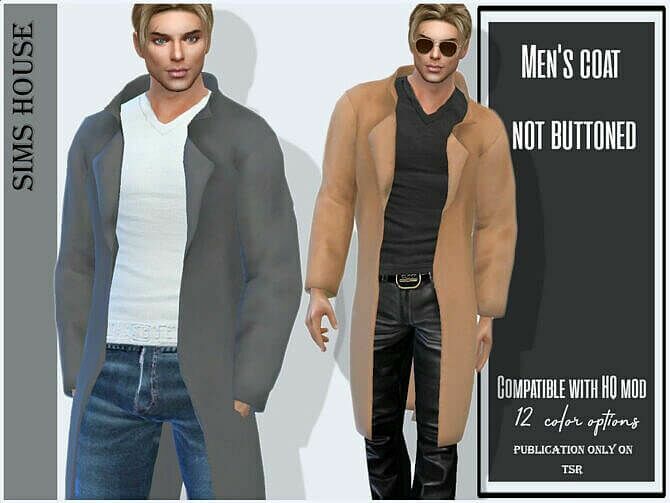 Men’s Coat NOT Buttoned By Sims House 1 Men’s Coat NOT Buttoned By Sims House Sims 4 CC