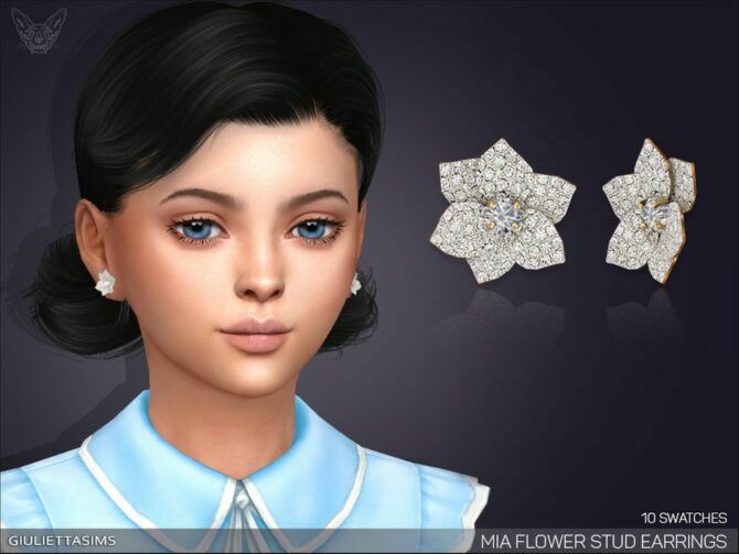 MIA Flower Stud Earrings For Kids By Feyona 1 MIA Flower Stud Earrings For Kids By Feyona Sims 4 CC