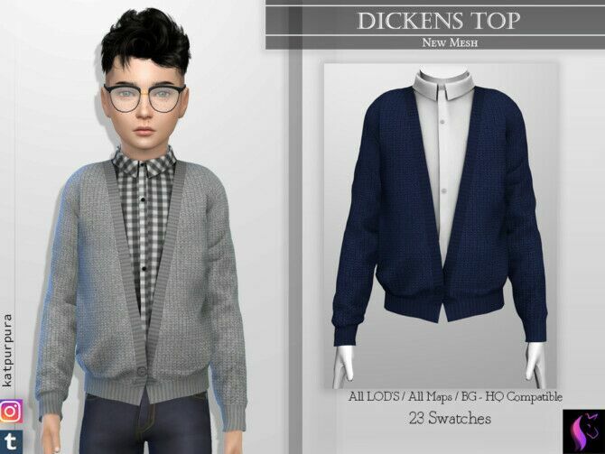 Dickens TOP By Katpurpura 1 Dickens TOP By Katpurpura Sims 4 CC
