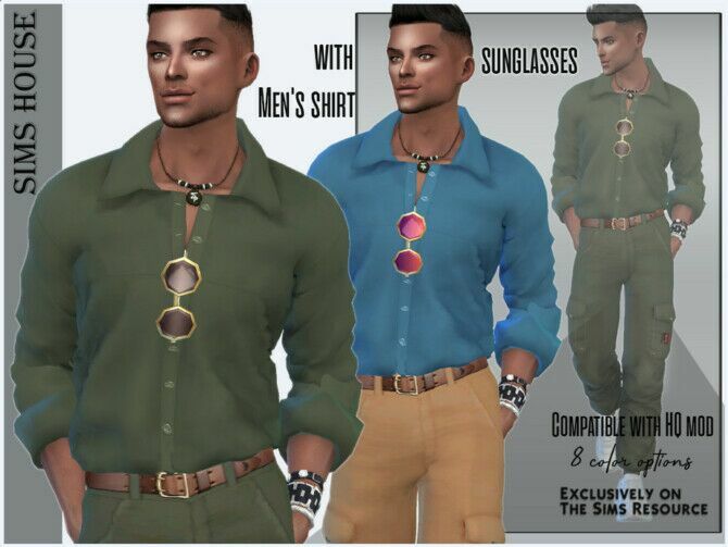 Men’s Shirt With Sunglasses By Sims House 1 Men’s Shirt With Sunglasses By Sims House Sims 4 CC