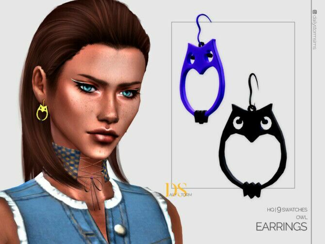OWL Earrings By Dailystorm 1 OWL Earrings By Dailystorm Sims 4 CC