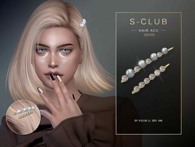 Pearl Hairpin 202103 By S-Club LL 1 Pearl Hairpin 202103 By S-Club LL Sims 4 CC