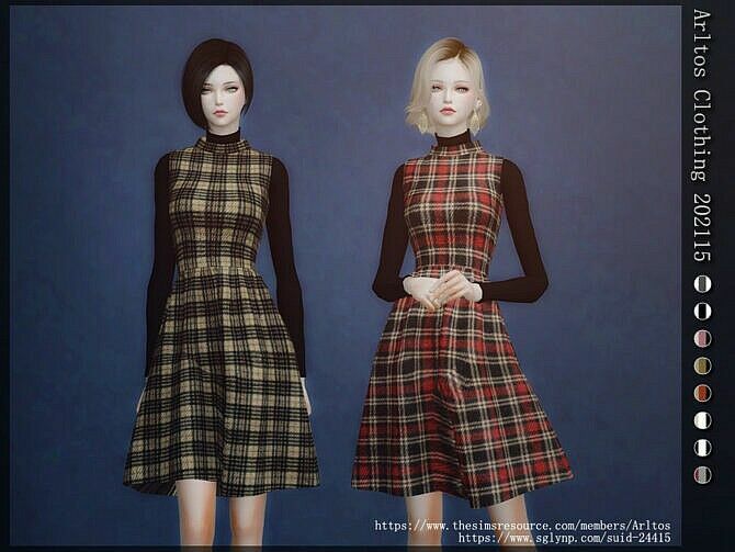 Plaid FIT And Flare Dress By Arltos 1 Plaid FIT And Flare Dress By Arltos Sims 4 CC