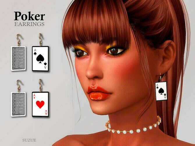 Poker Earrings By Suzue 1 Poker Earrings By Suzue Sims 4 CC
