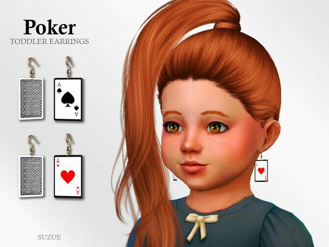 Poker Toddler Earrings By Suzue 1 Poker Toddler Earrings By Suzue Sims 4 CC