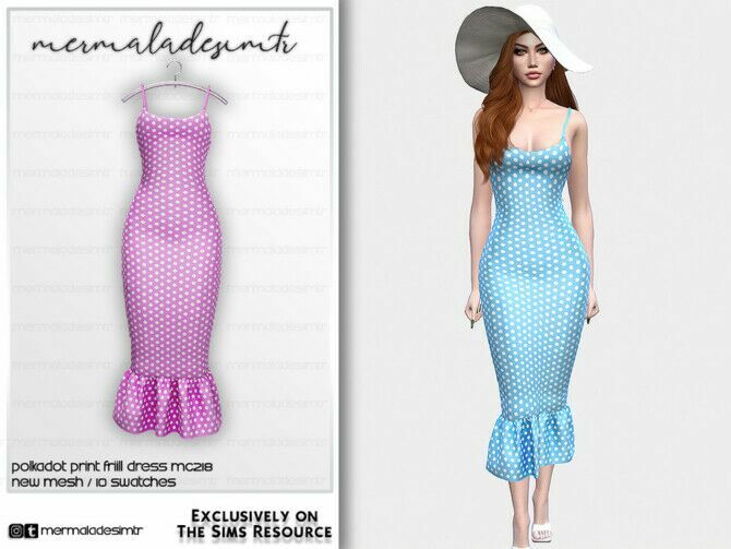 Polkadot Print Frill Dress MC218 By Mermaladesimtr 1 Polkadot Print Frill Dress MC218 By Mermaladesimtr Sims 4 CC