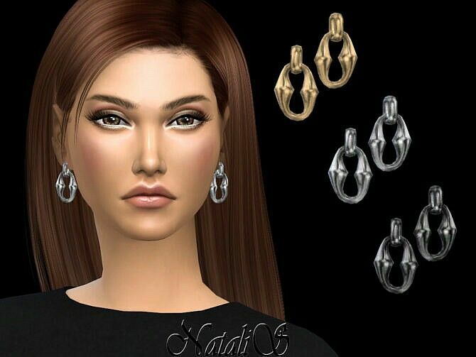 Puff Link Earrings By Natalis 1 Puff Link Earrings By Natalis Sims 4 CC