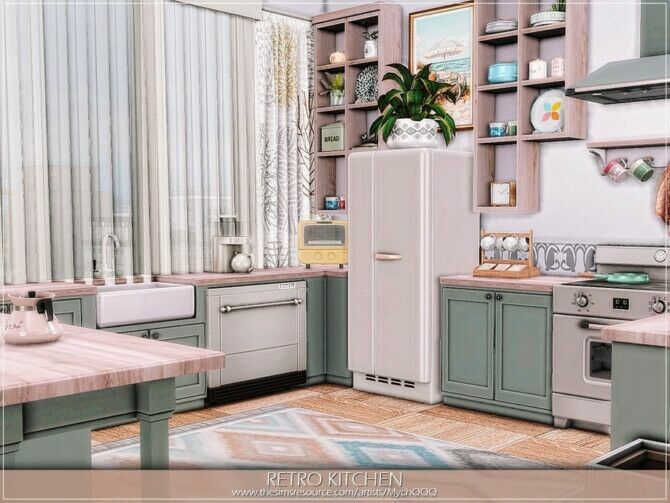 sims 4 cc retro kitchen by mychqqq 2