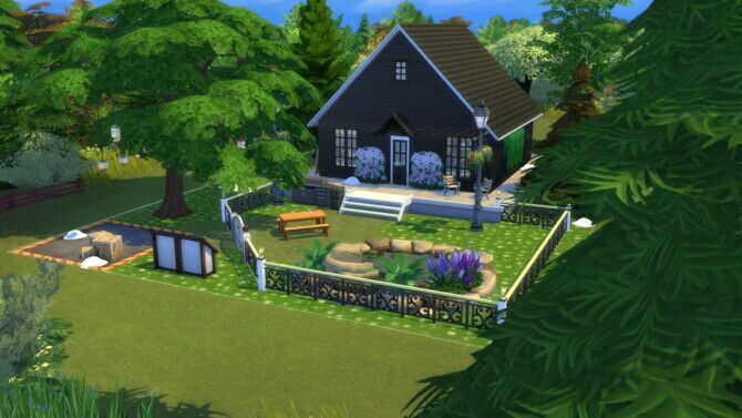 Small Black LOG Cabin For 3 Sims By Archie 1 Small Black LOG Cabin For 3 Sims By Archie Sims 4 CC