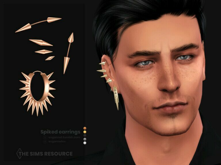 Spiked Male Earrings Right By Sugar OWL 1 Spiked Male Earrings Right By Sugar OWL Sims 4 CC
