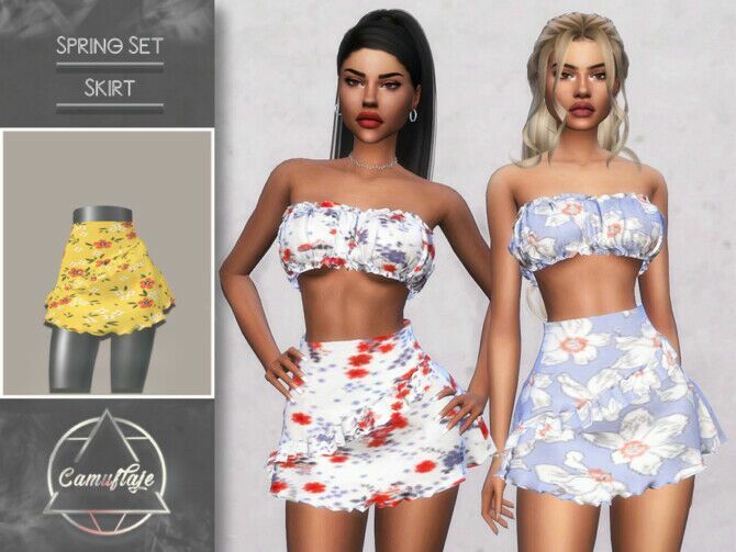 Spring SET (Skirt) By Camuflaje 1 Spring SET (Skirt) By Camuflaje Sims 4 CC