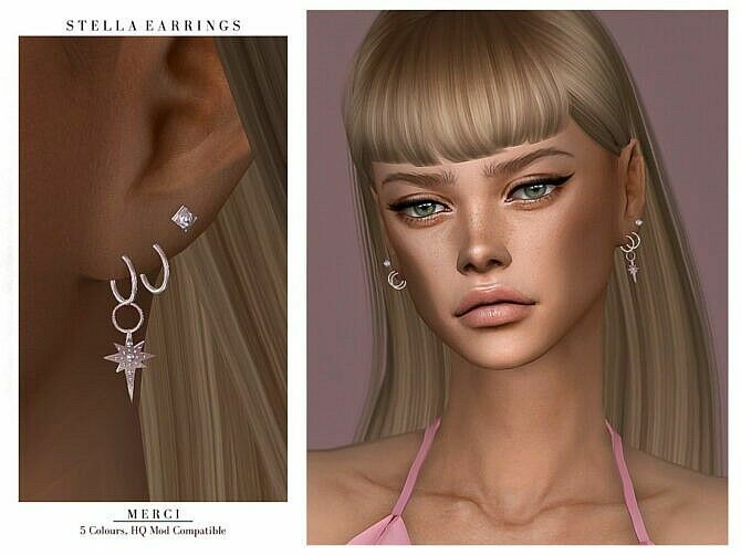 Stella Earrings By Merci 1 Stella Earrings By Merci Sims 4 CC