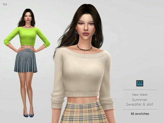 Summer SET Sweater & Skirt At Elfdor Sims 4 sims 4 cc summer set sweater skirt at elfdor sims 2
