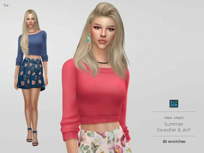 Summer SET Sweater & Skirt At Elfdor Sims 2 sims 4 cc summer set sweater skirt at elfdor sims 3