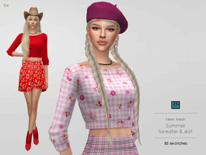 Summer SET Sweater & Skirt At Elfdor Sims 3 sims 4 cc summer set sweater skirt at elfdor sims 4
