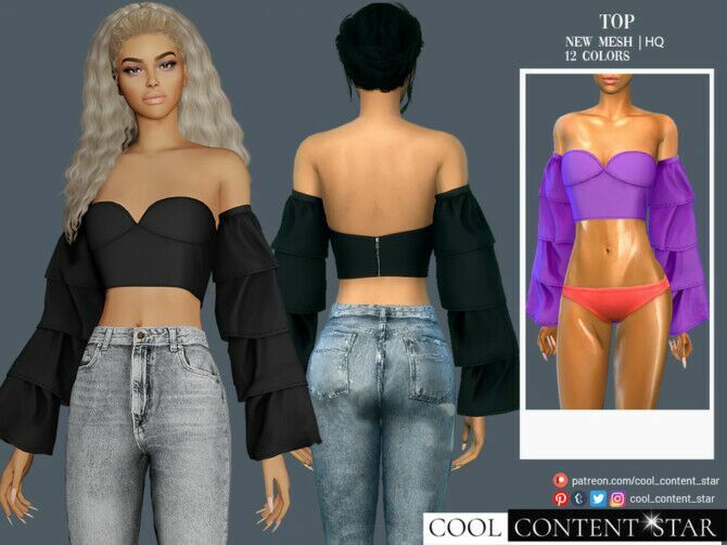 Wide Sleeve TOP By Sims2Fanbg 1 Wide Sleeve TOP By Sims2Fanbg Sims 4 CC